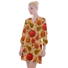 Pumpkin Muzzles Open Neck Shift Dress by SychEva