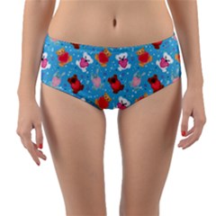 Cute Cats And Bears Reversible Mid-Waist Bikini Bottoms