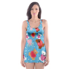 Cute Cats And Bears Skater Dress Swimsuit