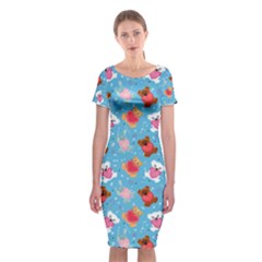 Cute Cats And Bears Classic Short Sleeve Midi Dress