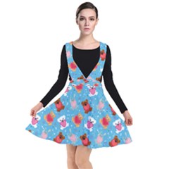 Cute Cats And Bears Plunge Pinafore Dress