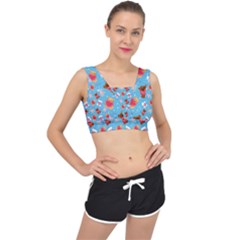 Cute Cats And Bears V-Back Sports Bra