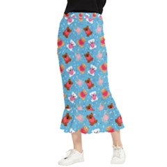 Cute Cats And Bears Maxi Fishtail Chiffon Skirt