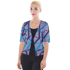 3d Lovely Geo Lines 2 Cropped Button Cardigan by Uniqued