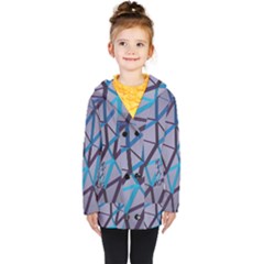 3d Lovely Geo Lines 2 Kids  Double Breasted Button Coat by Uniqued