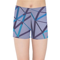 3d Lovely Geo Lines 2 Kids  Sports Shorts by Uniqued