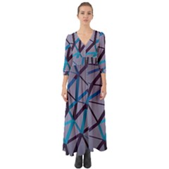 3d Lovely Geo Lines 2 Button Up Boho Maxi Dress by Uniqued