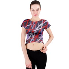 3d Lovely Geo Lines Vii Crew Neck Crop Top by Uniqued
