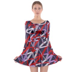 3d Lovely Geo Lines Vii Long Sleeve Skater Dress by Uniqued