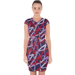 3d Lovely Geo Lines Vii Capsleeve Drawstring Dress  by Uniqued