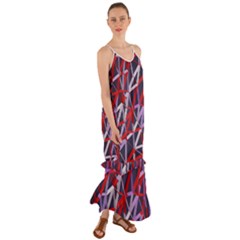 3d Lovely Geo Lines Vii Cami Maxi Ruffle Chiffon Dress by Uniqued