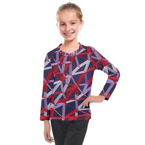 3d Lovely Geo Lines Vii Kids  Long Mesh Tee by Uniqued