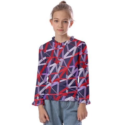 3d Lovely Geo Lines Vii Kids  Frill Detail Tee by Uniqued