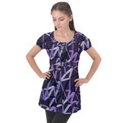 3d Lovely Geo Lines Vi Puff Sleeve Tunic Top by Uniqued