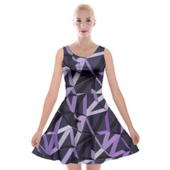 3d Lovely Geo Lines Vi Velvet Skater Dress by Uniqued