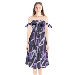 3d Lovely Geo Lines Vi Shoulder Tie Bardot Midi Dress by Uniqued