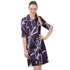3d Lovely Geo Lines Vi Long Sleeve Mini Shirt Dress by Uniqued