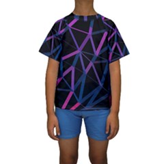 3d Lovely Geo Lines  V Kids  Short Sleeve Swimwear by Uniqued