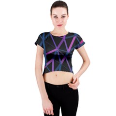 3d Lovely Geo Lines  V Crew Neck Crop Top by Uniqued