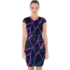 3d Lovely Geo Lines  V Capsleeve Drawstring Dress  by Uniqued