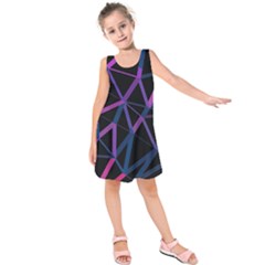 3d Lovely Geo Lines  V Kids  Sleeveless Dress by Uniqued