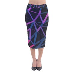 3d Lovely Geo Lines  V Velvet Midi Pencil Skirt by Uniqued