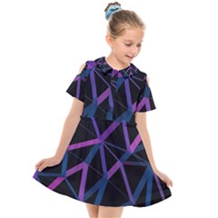 3d Lovely Geo Lines  V Kids  Short Sleeve Shirt Dress by Uniqued