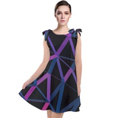 3d Lovely Geo Lines  V Tie Up Tunic Dress by Uniqued