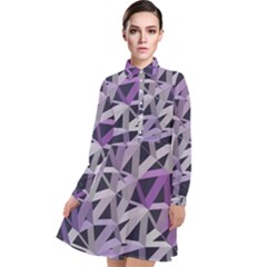 3d Lovely Geo Lines  Iv Long Sleeve Chiffon Shirt Dress