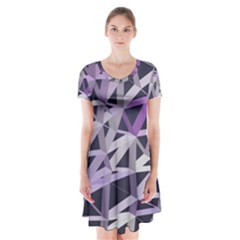 3d Lovely Geo Lines  Iv Short Sleeve V-neck Flare Dress by Uniqued
