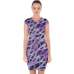 3d Lovely Geo Lines  Iv Capsleeve Drawstring Dress  by Uniqued