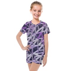 3d Lovely Geo Lines  Iv Kids  Mesh Tee And Shorts Set