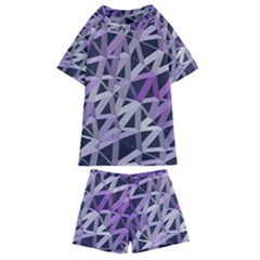 3d Lovely Geo Lines  Iv Kids  Swim Tee And Shorts Set