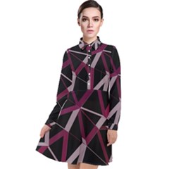 3d Lovely Geo Lines Iii Long Sleeve Chiffon Shirt Dress by Uniqued