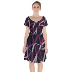 3d Lovely Geo Lines Iii Short Sleeve Bardot Dress by Uniqued