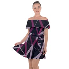 3d Lovely Geo Lines Iii Off Shoulder Velour Dress by Uniqued