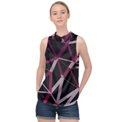 3d Lovely Geo Lines Iii High Neck Satin Top by Uniqued