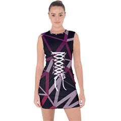 3d Lovely Geo Lines Iii Lace Up Front Bodycon Dress by Uniqued