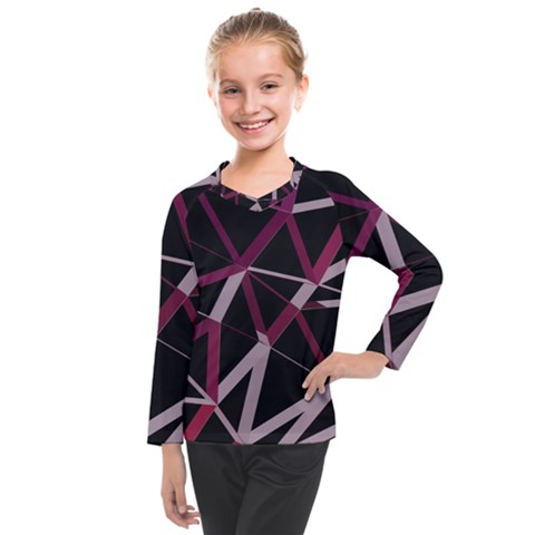 3d Lovely Geo Lines Iii Kids  Long Mesh Tee by Uniqued