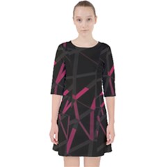 3d Lovely Geo Lines Viii Quarter Sleeve Pocket Dress by Uniqued