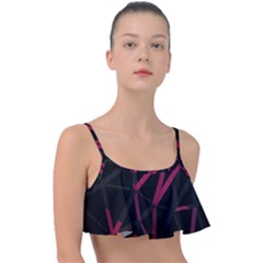 3d Lovely Geo Lines Viii Frill Bikini Top by Uniqued