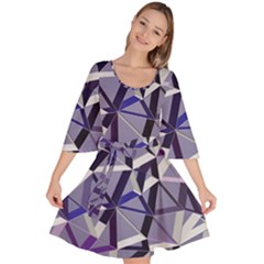 3d Lovely Geo Lines Ix Velour Kimono Dress by Uniqued