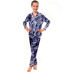 3d Lovely Geo Lines Ix Kid s Satin Long Sleeve Pajamas Set