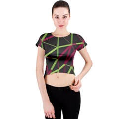 3d Lovely Geo Lines X Crew Neck Crop Top by Uniqued