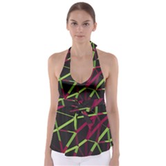 3d Lovely Geo Lines X Babydoll Tankini Top