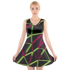 3d Lovely Geo Lines X V-neck Sleeveless Dress by Uniqued