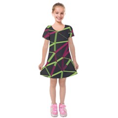 3d Lovely Geo Lines X Kids  Short Sleeve Velvet Dress