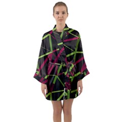 3d Lovely Geo Lines X Long Sleeve Satin Kimono by Uniqued