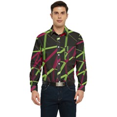 3d Lovely Geo Lines X Men s Long Sleeve Pocket Shirt  by Uniqued