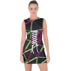 3d Lovely Geo Lines X Lace Up Front Bodycon Dress by Uniqued